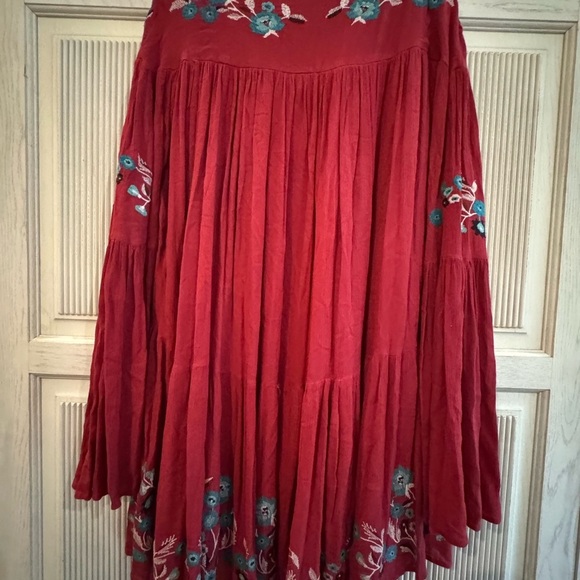 FREE PEOPLE Red Floral Te Amo Bohemian Mini Dress, Large - Picture 15 of 16